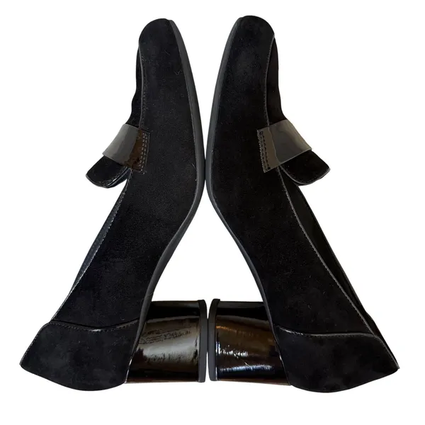 Clarks Unstructured Un Cosmo Way Black Suede Patent Leather Block Heel 8.5‎ - Image 6