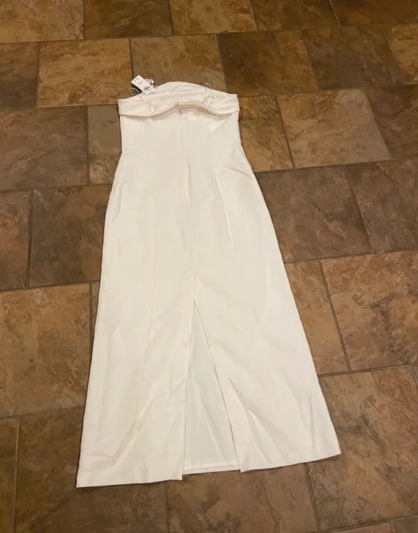 Abercrombie & Fitch White Bodycon Strapless Midi Dress - Image 5