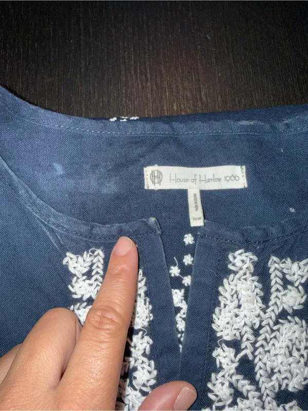 House of Harlow 1960 Linen Embroidered Bohemian Tunic Mini Dress - Image 7