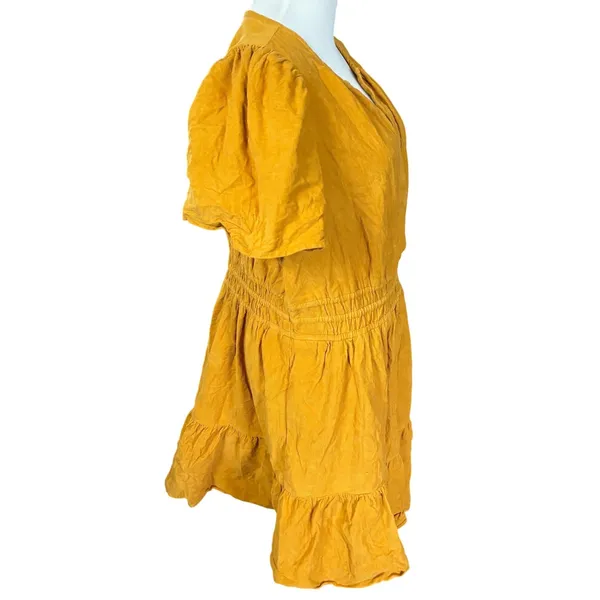 Anthropologie Somerset Mini Cotton Dress Sz L Yellow Maize Mini Corduroy - Image 3