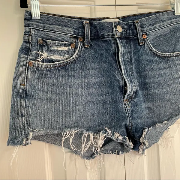 Agolde Parker Vintage Cut Off Jean Shorts Sz 27 Button Fly Medium Wash - Image 5