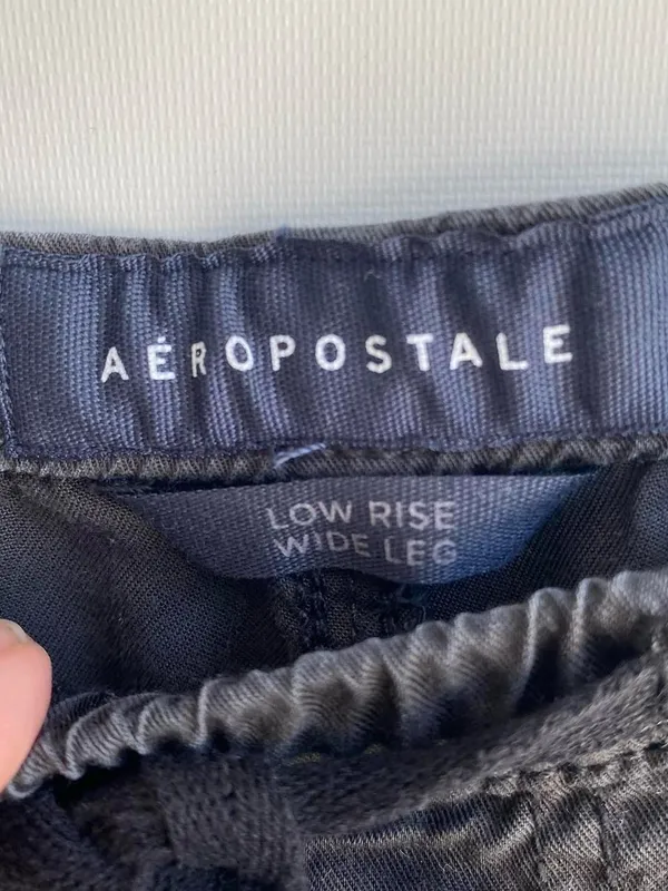 Aeropostale lightweight black wide leg drawstring pants casual fall transition S - Image 3