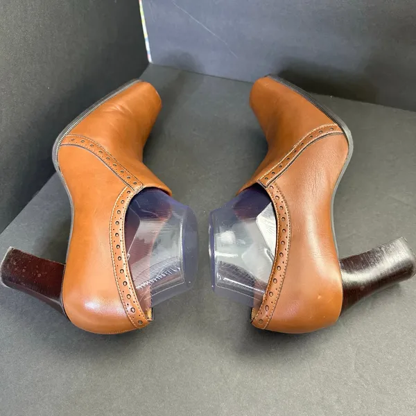 Franco Sarto Womens size 10 Square Toe Western Leather Bootie Heel Brown - Image 7