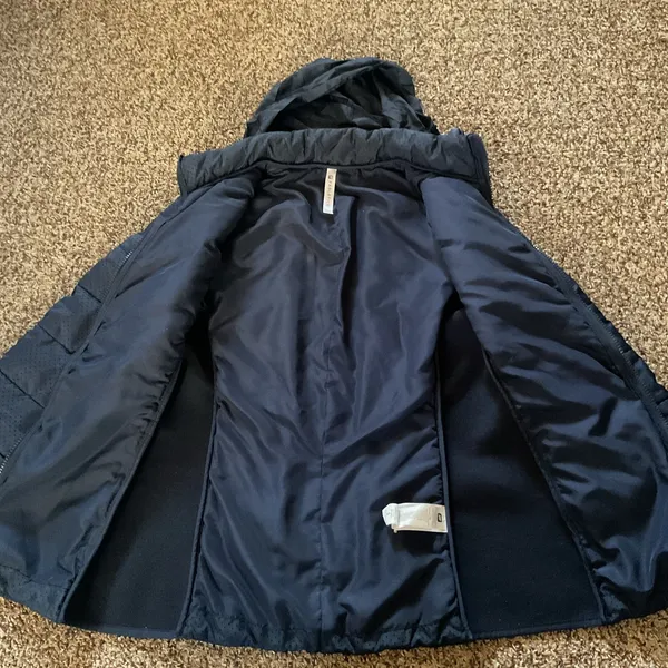 Fabletics Navy Blue Quilted Jacket Hooded Zip Front Athletic Coat Size S - Image 6