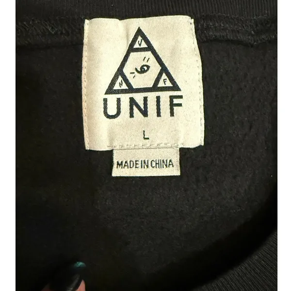 UNIF ‘Forget Paradise’ Pullover Crewneck Sweatshirt - Size Large - Black & White - Image 3