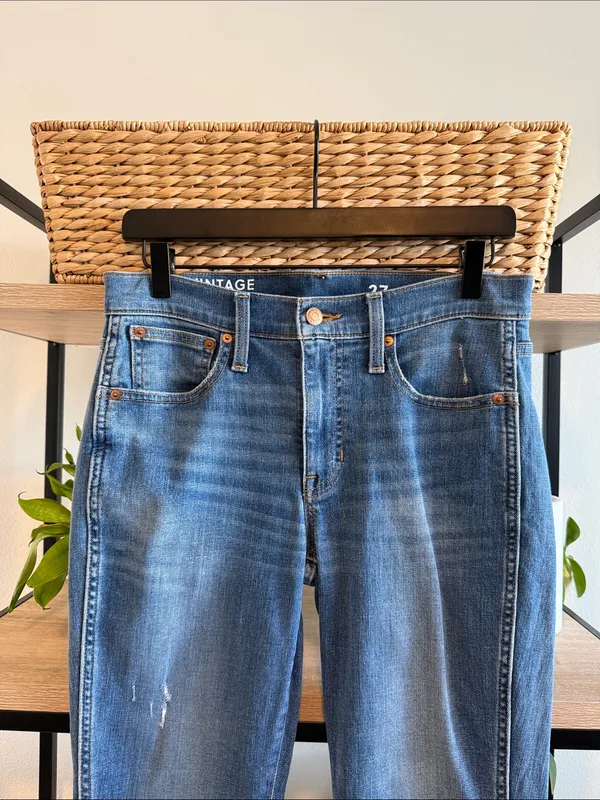 J. Crew Mid-Rise Vintage Slim Straight Raw Hem Ankle Jeans, 27 - Image 2