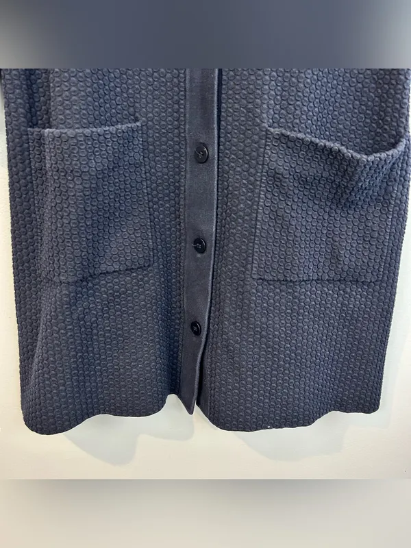 COS Textured Oversized Button Front Swing Navy Blue Large Cardigan Sweater Small - Image 9