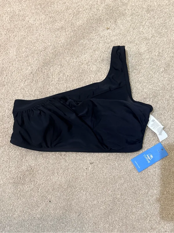Cupshe Black Mesh Insert One Shoulder Swim Bikini Top Size M - Image 3