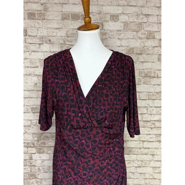 Lauren Ralph Lauren Womens Faux Wrap Dress Size XL Geometric Red‎ Black Ruched - Image 2