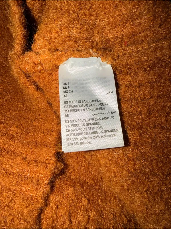 NWOT On 34th Fuzzy Boucle Crewneck Sweater Camel/Rust Size Small Wool Blend - Image 6