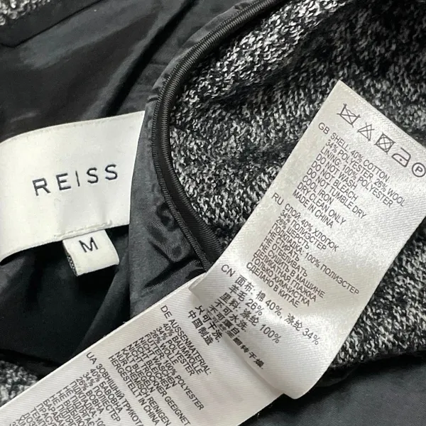 Reiss Women's Dark Gray Wool Long Sleeve Notch Lapel Trench Coat Jacket Size M - Image 4
