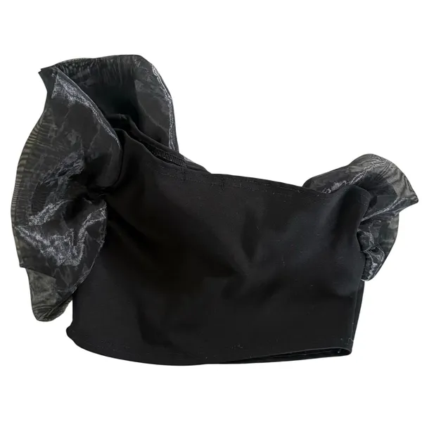 Nasty Gal Black Organza One Shoulder Ruffle Crop Top Size 0 XS NWOT - Image 2