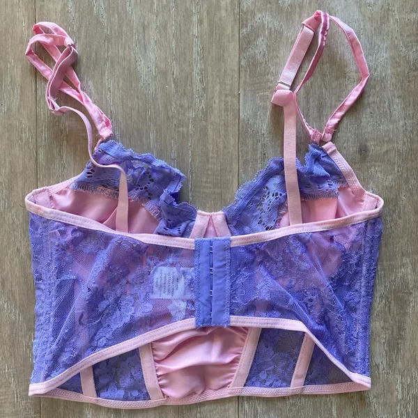 Pastel pink purple lace bustier top. Super cute to style under blazer XS NEW - Image 4