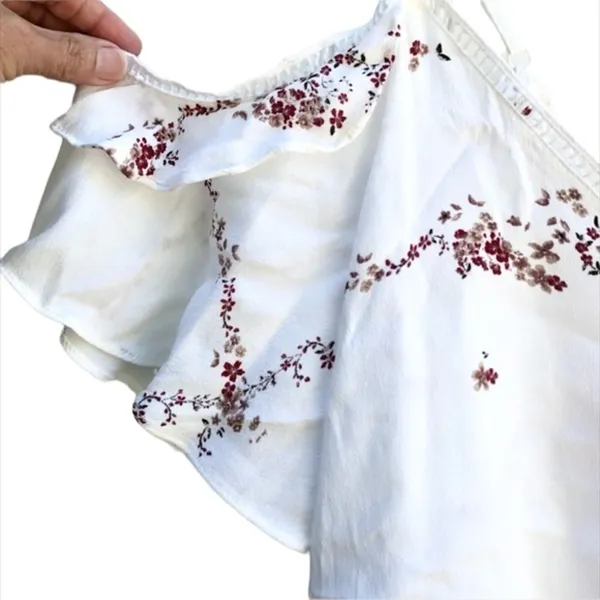 Anthropologie Current Air Nelli Boho Lattice Trim Cold Shoulder Top L - Image 5