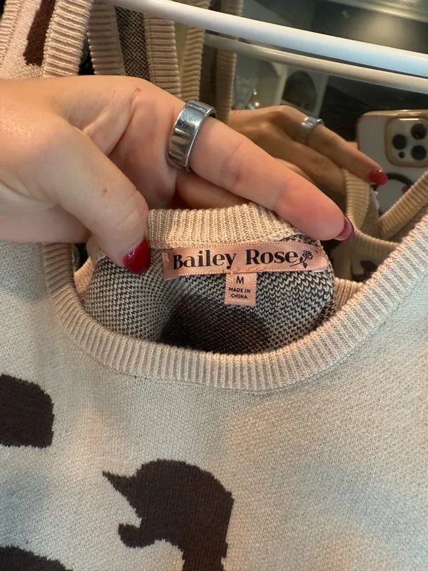Bailey rose cow print dress Tan Size M - Image 2