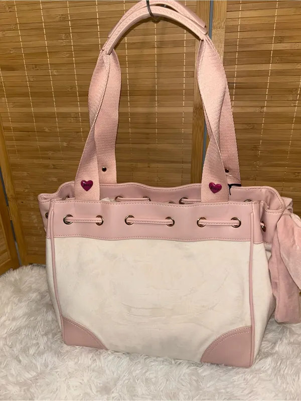 Juicy Couture Sweet Tea Party Daydreamer tote bag soft white velour handbag Y2K - Image 5