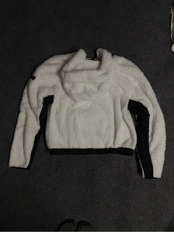 Calvin Klein Performance White Sherpa Hoodie with Black Branding - Image 3