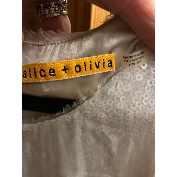 Alice + Olivia 2000s Silk Ruffle Tiered Sequin Dress Neutral Small - Image 13