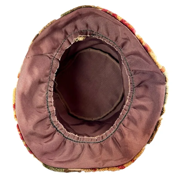 Vintage Handmade 60s Chenille Carpet Floral Tapestry Hat Go-Go Grunge Bucket EUC - Image 8