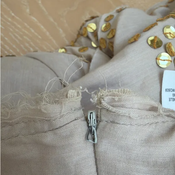 Guess Jeans Tiered Sequin Maxi Skirt Size S Taupe Gold - Image 5