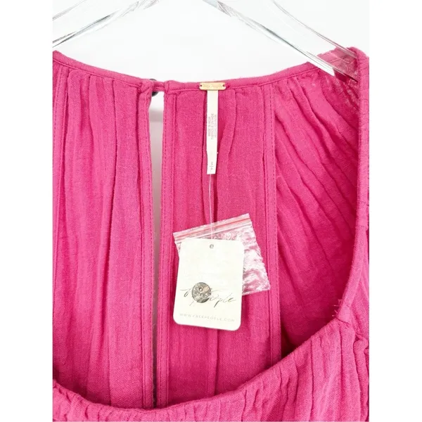 NWT Free People Clea Tie Back Mini‎ Dress Women's S Pink Boho Chic - Image 7