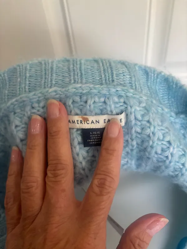 NWT Large. American Eagle Outfitters Light Blue V-neck long pullover sweater. Retail 64.95. - Image 4