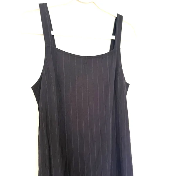 VTG 90s Eddie Bauer Sleeveless Pinstripe Black Maxi Tank Dress Sz 8 (runs small) - Image 10