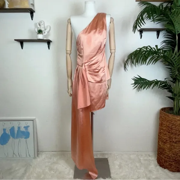 Elliatt Wanda One Shoulder Satin Cocktail Dress Wedding Guest Bridesmaid Party - Image 2