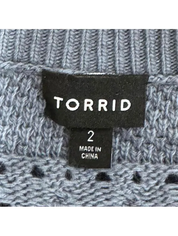 Torrid Dusty Blue Pointelle Pullover V-Neck Tunic Sweater Plus Size 2X - Image 7