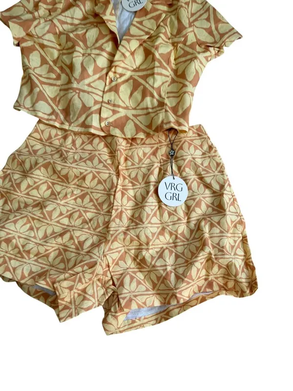 VRG GRL Orange Yellow Floral Two Piece Set Size 10 NEW NWT - Image 5