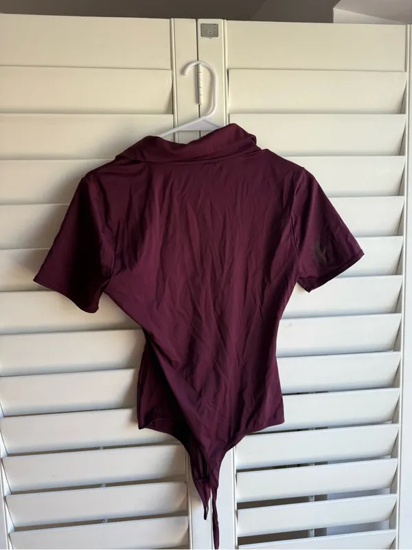 Good American Fig Collared Short-Sleeve Bodysuit with Deep V sz S - Image 7
