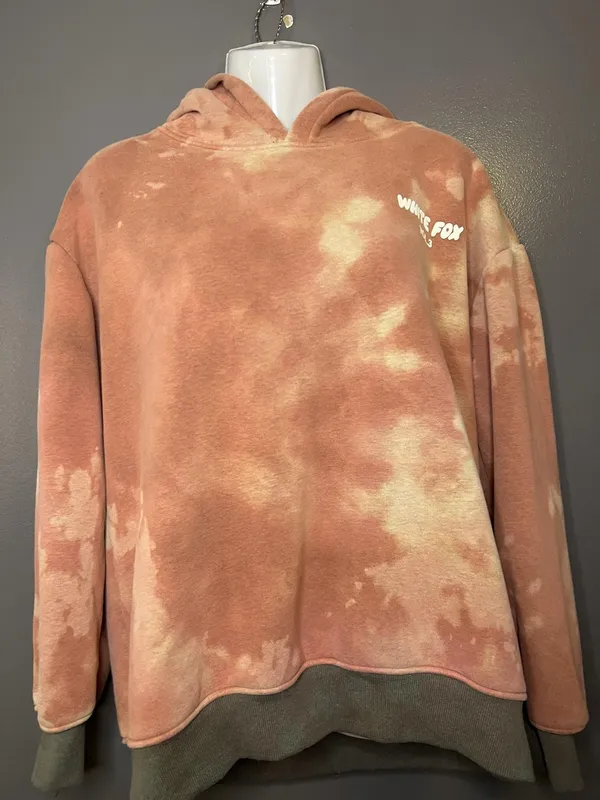 White Fox Hoodie Womens Medium Pink Tie Dye Fleece Pullover Graphic Sweatshirt - Image 3
