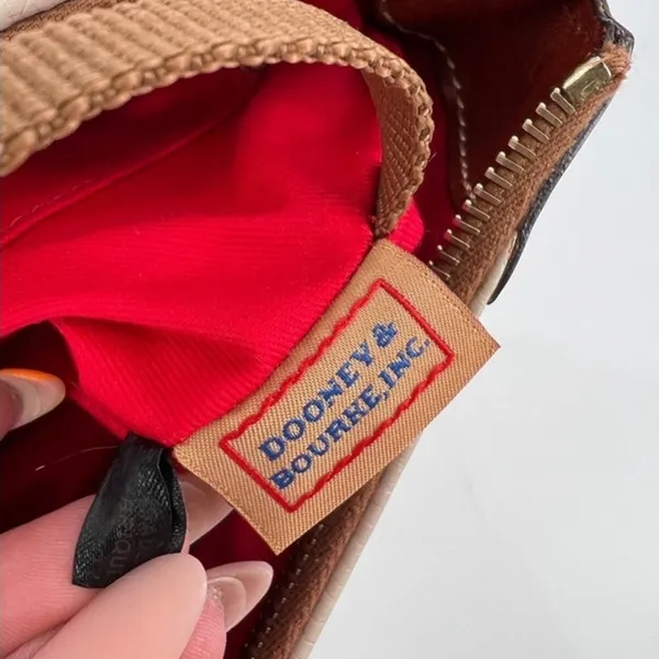 Dooney & Bourke Pebble Grain Leather Shoulder Bag Cream Tan Hobo Purse - Image 11