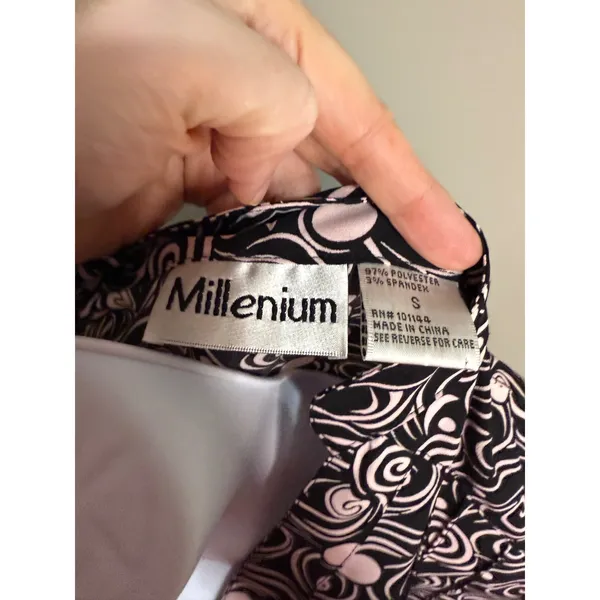 Millenium Black Pink Swirl Blouse Top Short Sleeve S Retro Indie‎ Twee Y2K 90's - Image 7