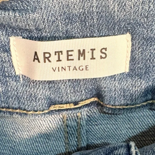 Artemis Vintage Flare Jeans 15/31 Light Wash Double Button High Rise Stretch‎ - Image 3