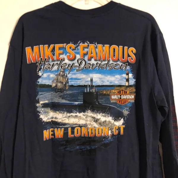 Harley Davidson Navy Long Sleeved T Shirt - Image 3