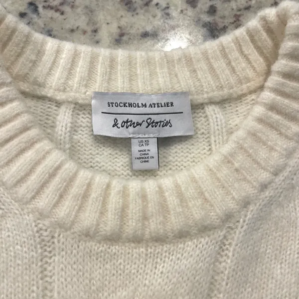 & Other Stories Sweater Womens XS Cream Scandi Cable Knit Wool Alpaca Blend - Image 3