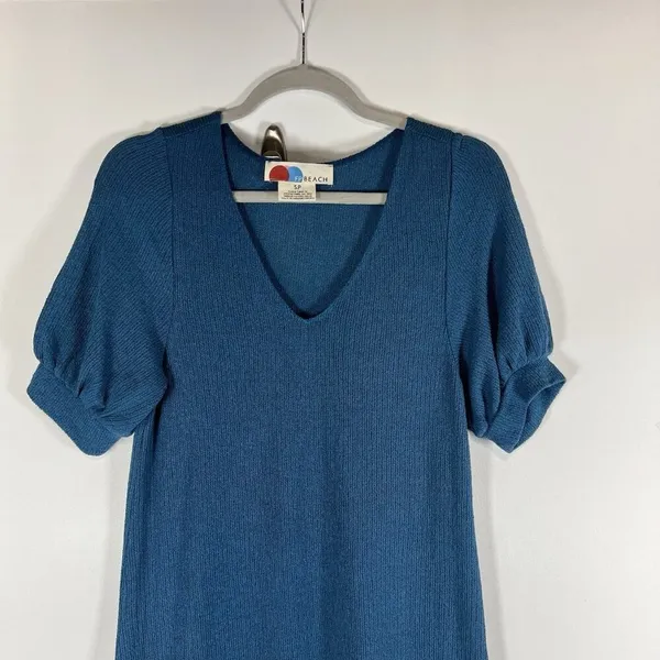 Free People‎ Beach Dress Womens Small Blue Maxi Puff Sleeve Cottage Prairie Boho - Image 6