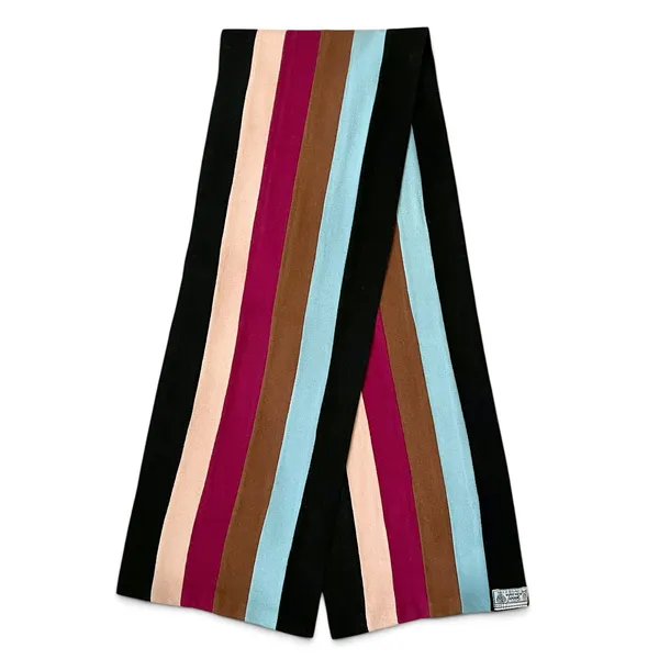 Vintage Pure New Wool Colorful Striped Reversible Muffler Scarf Made in England - Image 2
