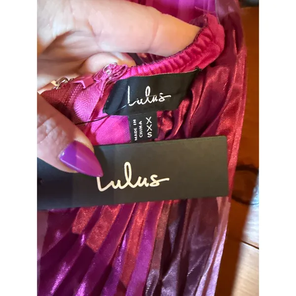 NWT Lulus Prime Poise Pink Multi Abstract Satin Halter Maxi Dress Open Back XXS - Image 7