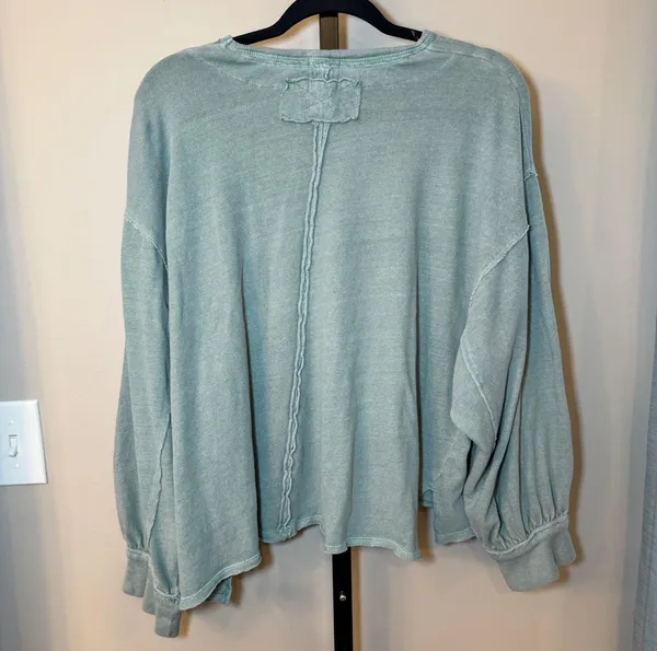 Free People Care FP Ready For This Tee Cropped Oversized Aegean Teal Size Large - Image 4