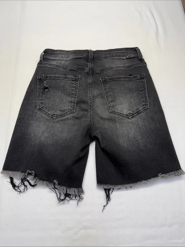 RISEN Black Denim Distressed Shorts - Image 2