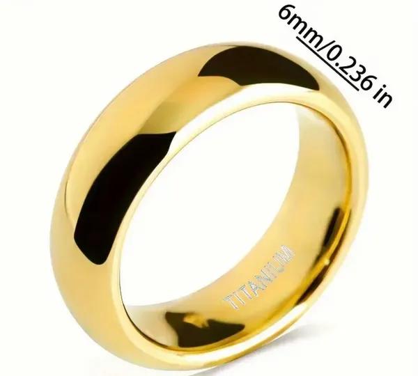 Men’s Titanium Steel Golden with Gloss Finish 6mm Band Size 12 NWT - Image 4