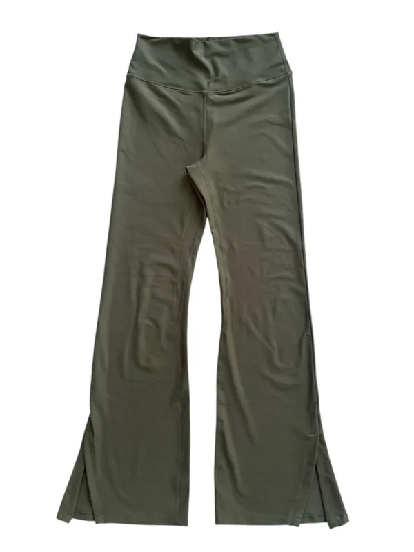 Abercrombie & Fitch YPB sculptLUX Split Hem-Flare Olive Green Leggings Size L - Image 2