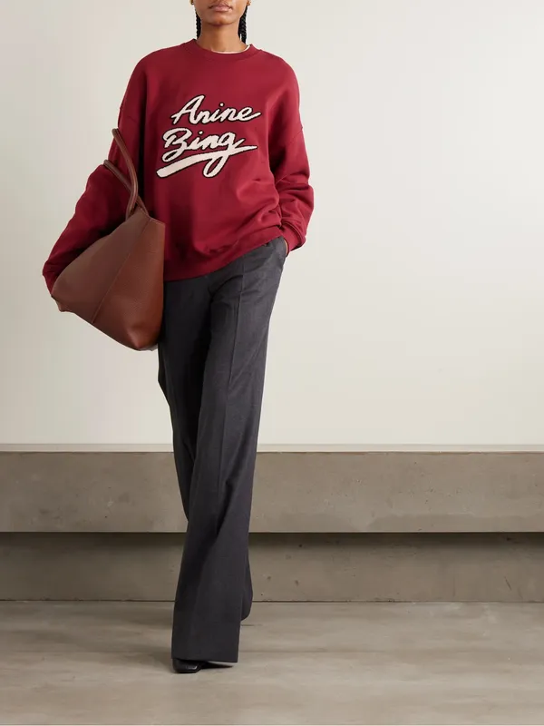 Anine Bing burgundy red miles sweatshirt size small - Image 2