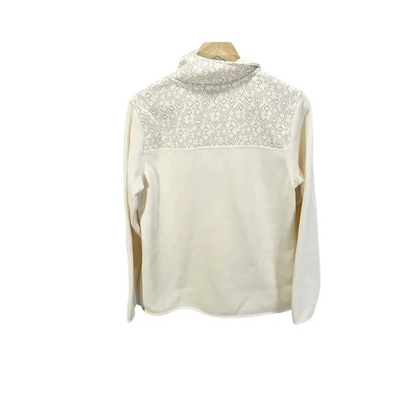 Eddie Bauer Womens Jacket Beige Fleece Lined Waist Length‎ 1/2 Zip Mock Neck L - Image 3
