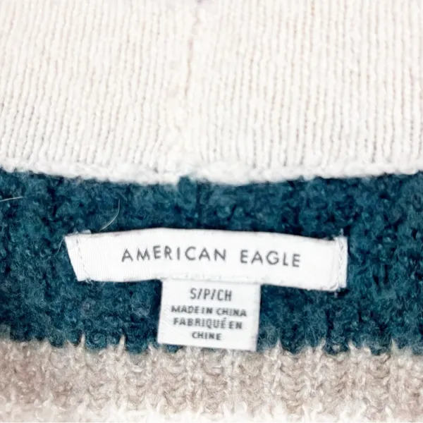 AMERICAN EAGLE Striped Long Sleeves Drop Shoulder Cropped Sweater Small Casual - Image 3