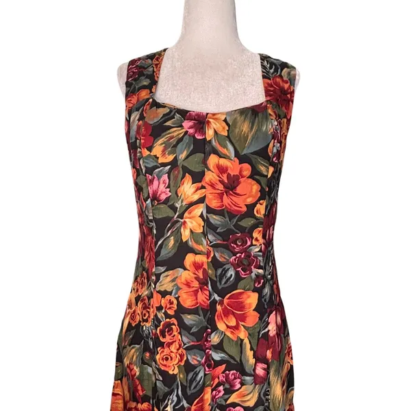 Vintage All That Jazz Dark Floral Black Crossback Maxi Dress Sleeveless Romantic - Image 4