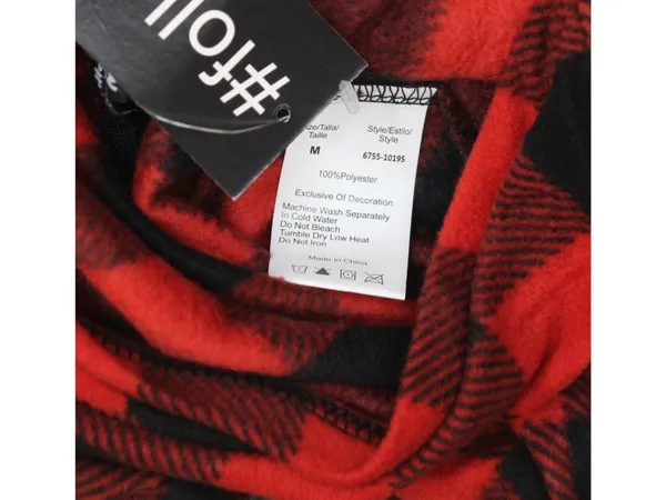 NWT #followme Onepiece Pajama with Zip and Pockets Buffalo Plaid Red Black M - Image 6