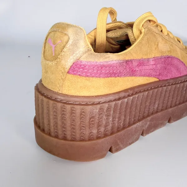Puma Fenty Cleated Creeper Suede Platform Sneakers Yellow Women 5.5 / Youth 4 - Image 9